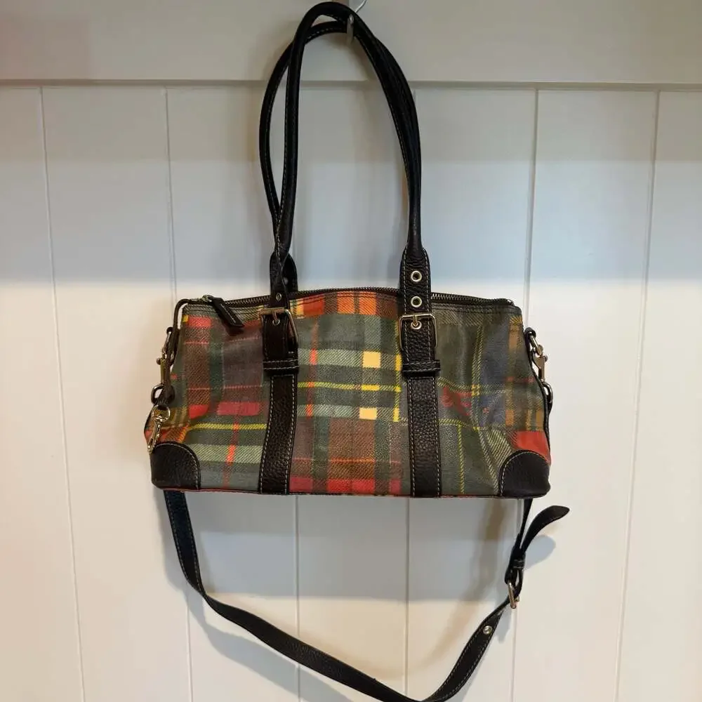 Dooney & Bourke Multi-Color Plaid Tartan Satchel Crossbody Bag